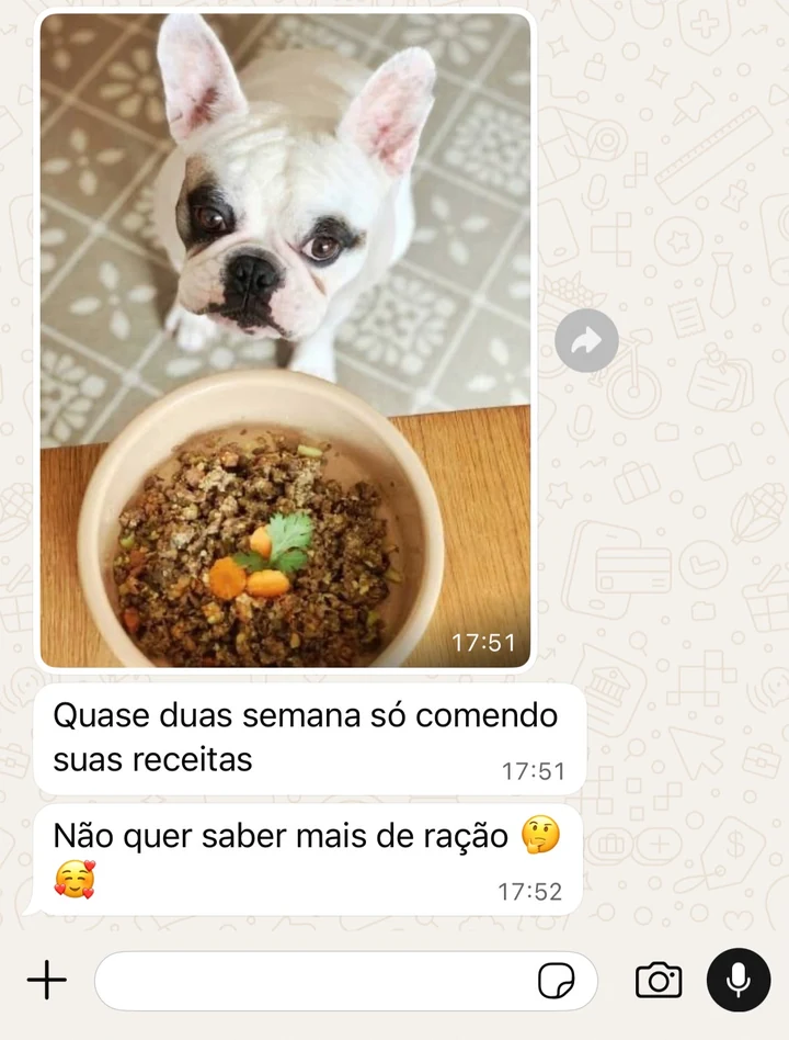 Cliente conta que seu cachorro não quer mais ração após experimentar as receitas